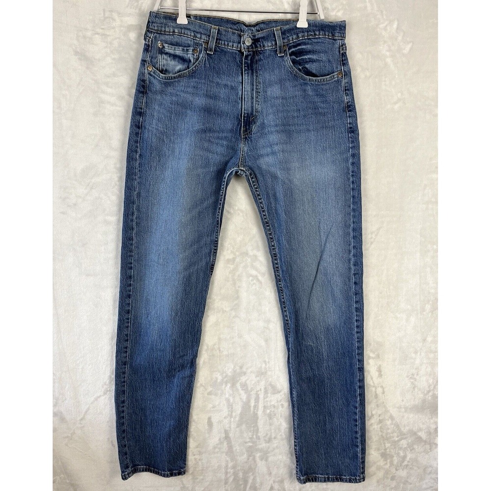 LEVIS 505 Jean Men 36x34Fit(34x33)Blue Wash Regular Fit Straight Whisker Cowboy